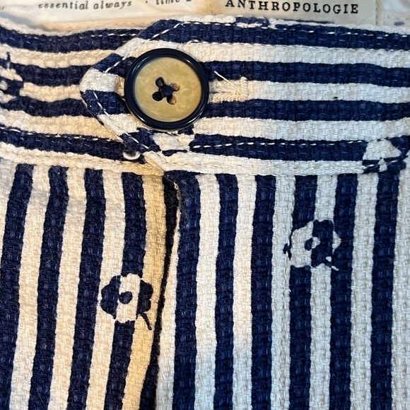 Anthropologie The Essential Slim Pants Blue Stripe Floral High-Waist Trousers W4 - Picture 5 of 7